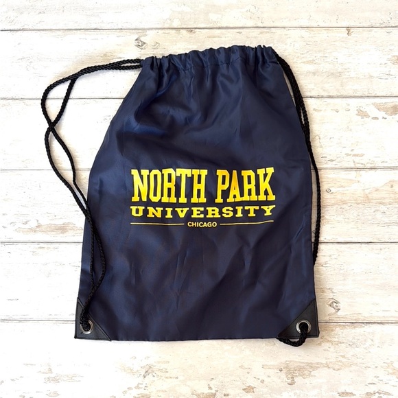 North Park University Chicago Navy Blue Drawstring Bag Backpack 15x13in NEW - Picture 1 of 2